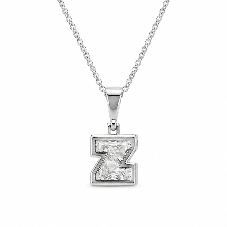 14K Gold Lab Diamond Letter Pendant with Chain 1 CTW