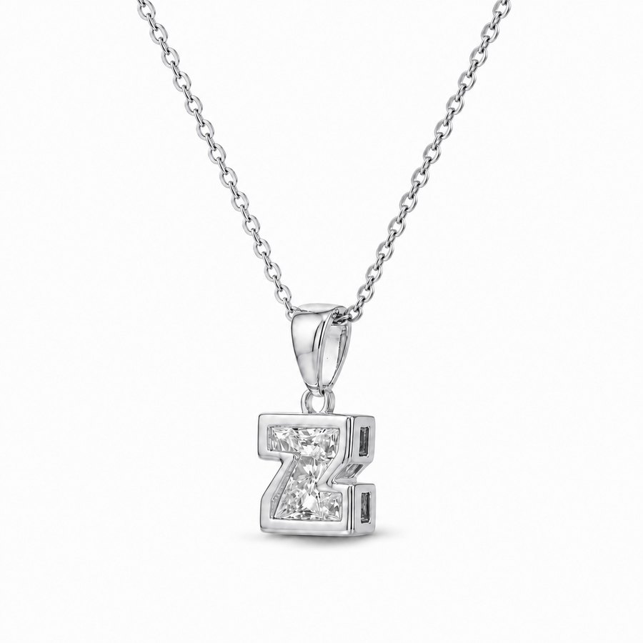14K Gold Lab Diamond Letter Pendant with Chain 1 CTW