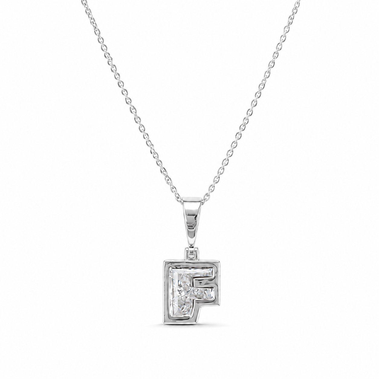 14K Gold Lab Diamond Letter Pendant with Chain 1 CTW