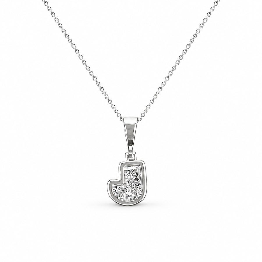 14K Gold Lab Diamond Letter Pendant with Chain 1 CTW