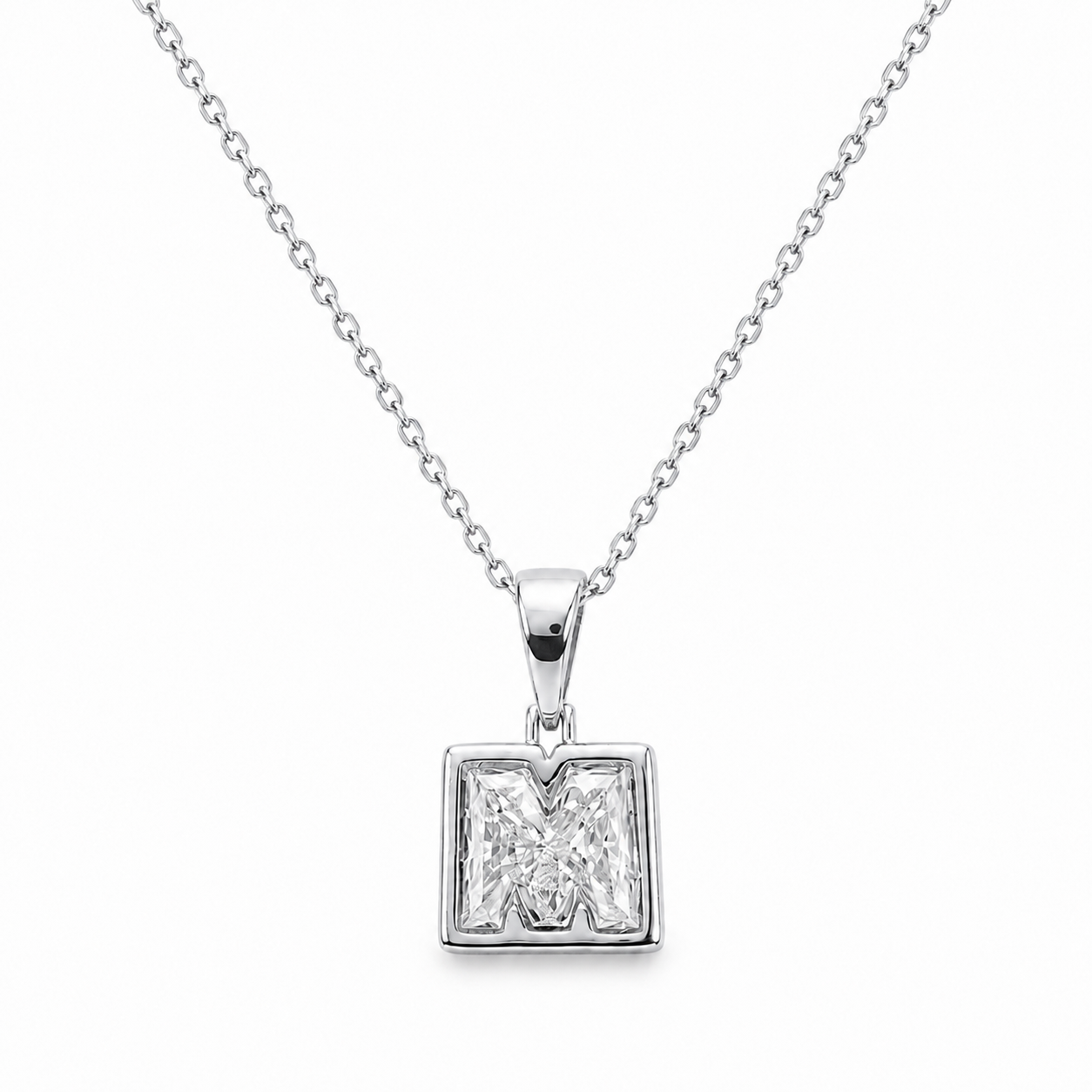 14K Gold Lab Diamond Letter Pendant with Chain 1 CTW