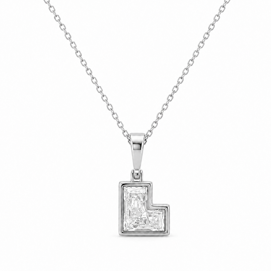 14K Gold Lab Diamond Letter Pendant with Chain 1 CTW