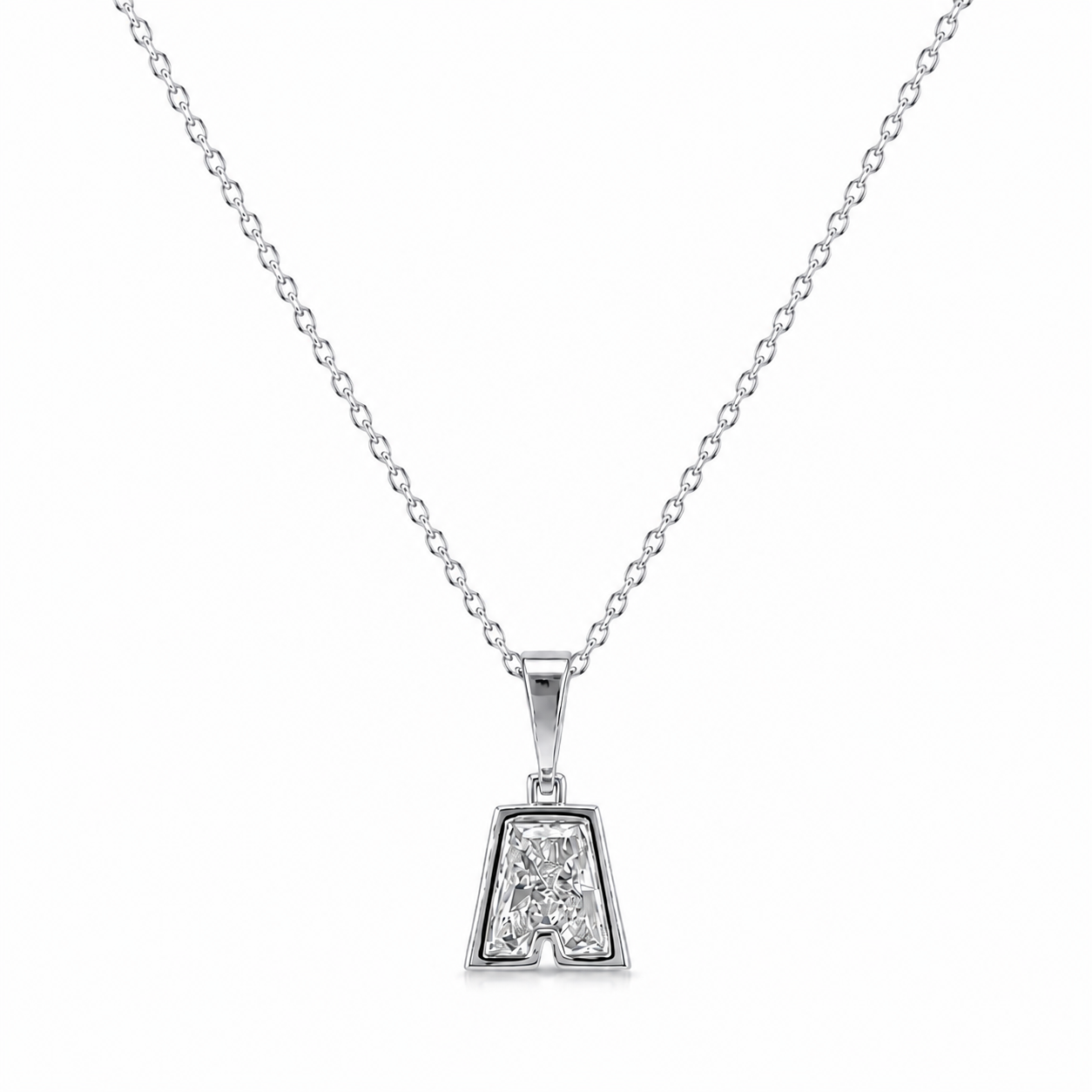 14K Gold Lab Diamond Letter Pendant with Chain 1 CTW