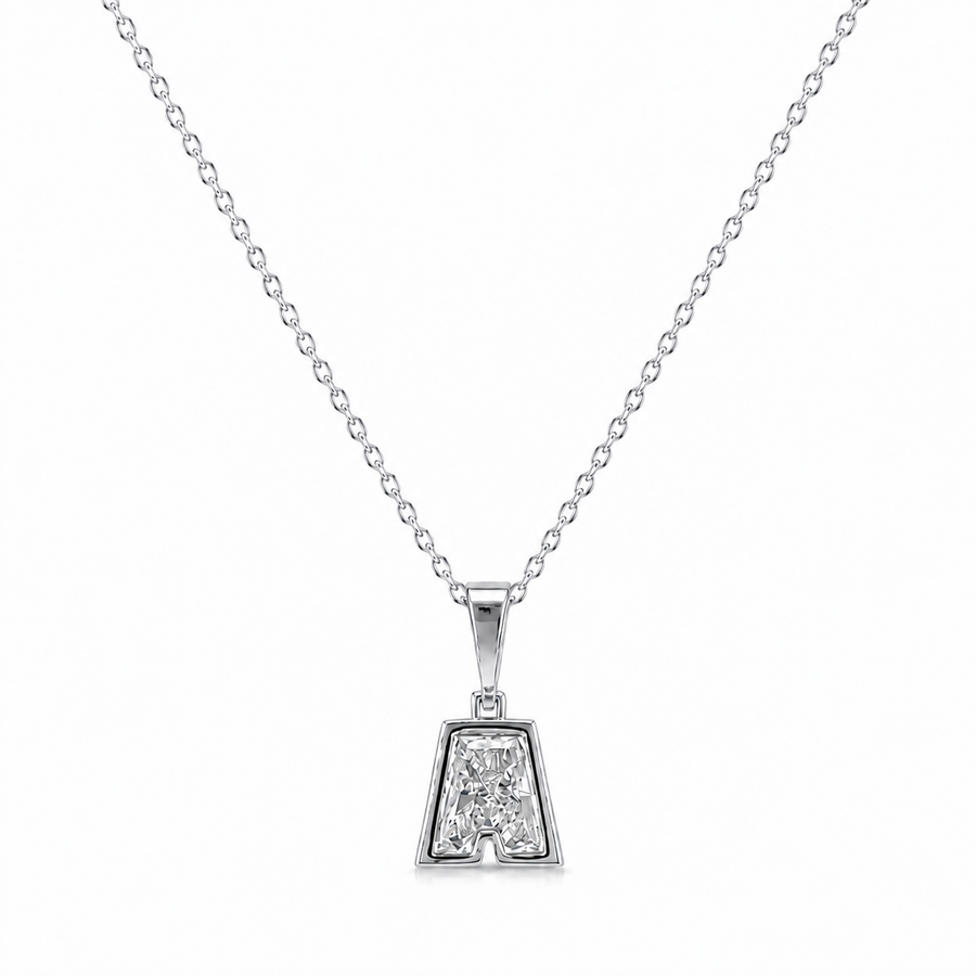 14K Gold Lab Diamond Letter Pendant with Chain 1 CTW
