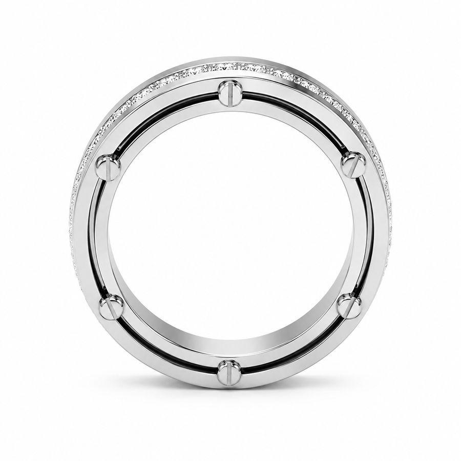 14K Gold Lab Diamond Mechanical Spinner Men's Ring 0.67 CTW