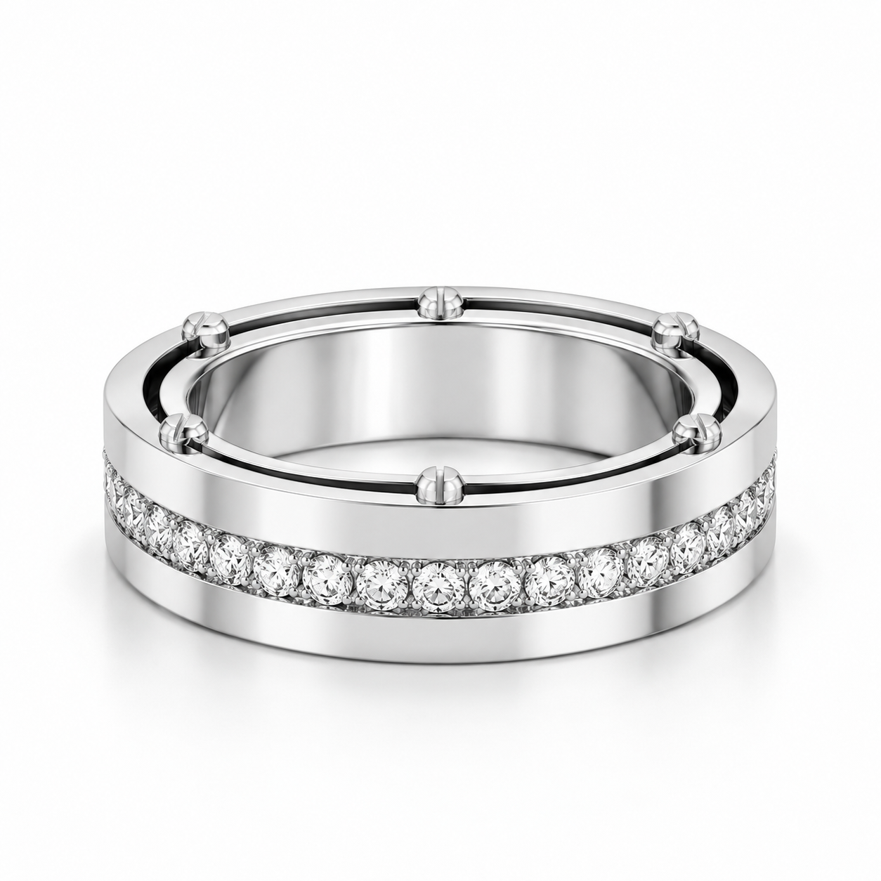 14K Gold Lab Diamond Mechanical Spinner Men's Ring 0.67 CTW