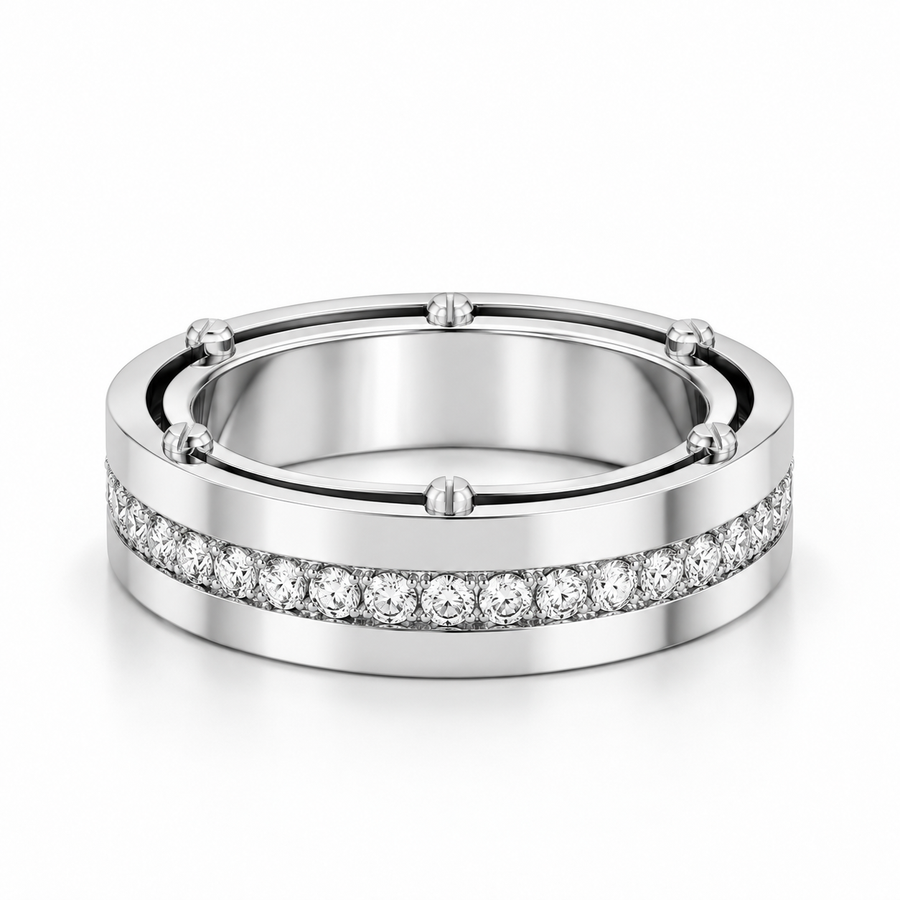14K Gold Lab Diamond Mechanical Spinner Men's Ring 0.67 CTW