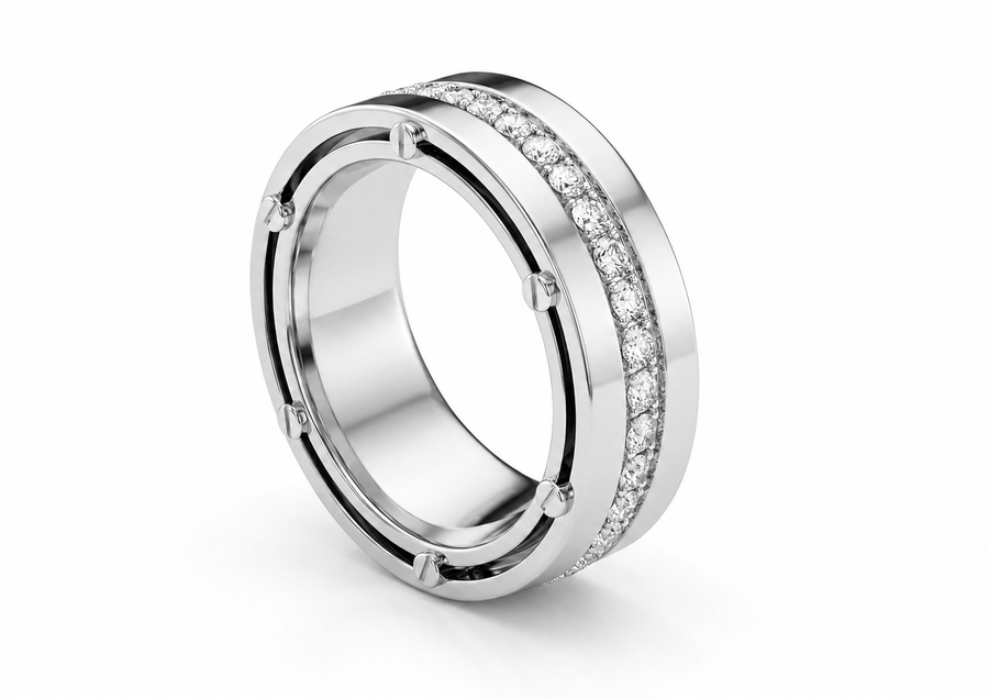 14K Gold Lab Diamond Mechanical Spinner Men's Ring 0.67 CTW