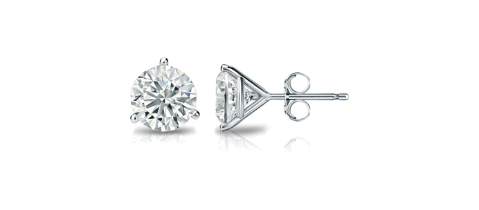 14K Gold Lab Diamond Round Martini Setting Stud Earrings