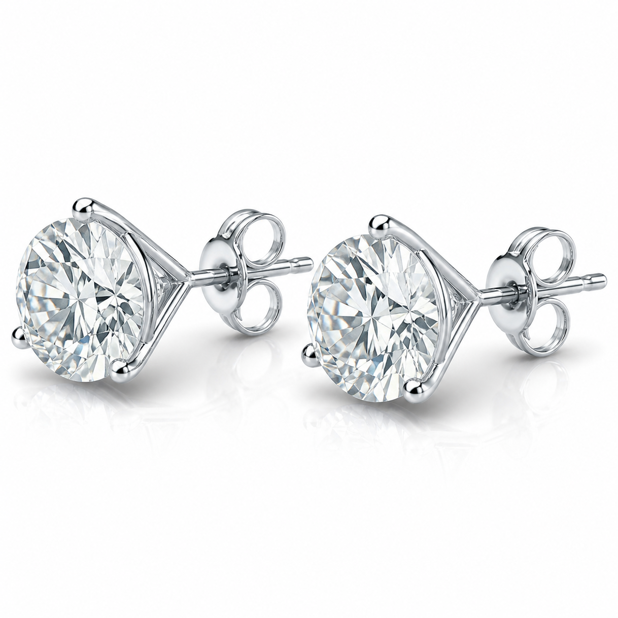 14K Gold Lab Diamond Round Martini Setting Stud Earrings