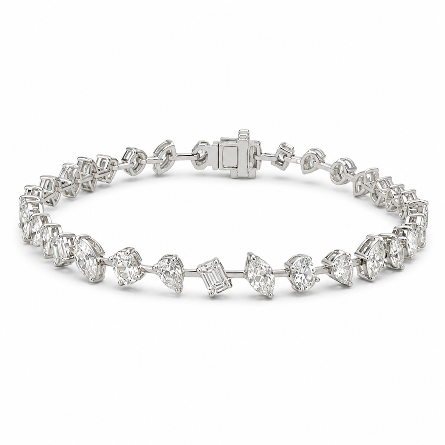 14K Gold Mixed Fancy Cut Lab Diamond Bracelet