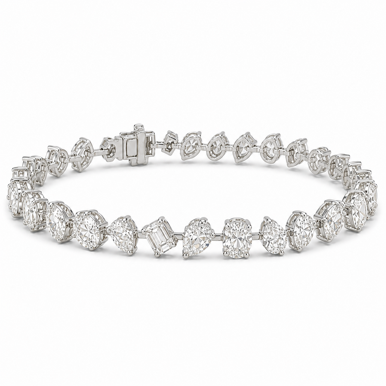 14K Gold Mixed Fancy Cut Lab Diamond Bracelet