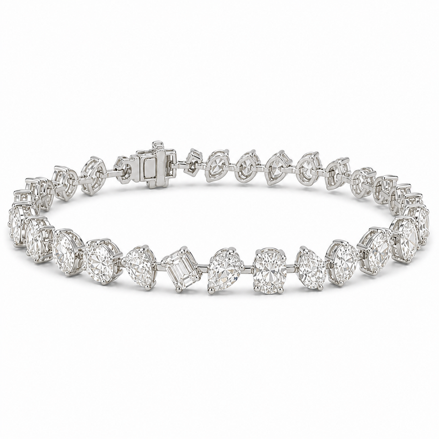 14K Gold Mixed Fancy Cut Lab Diamond Bracelet