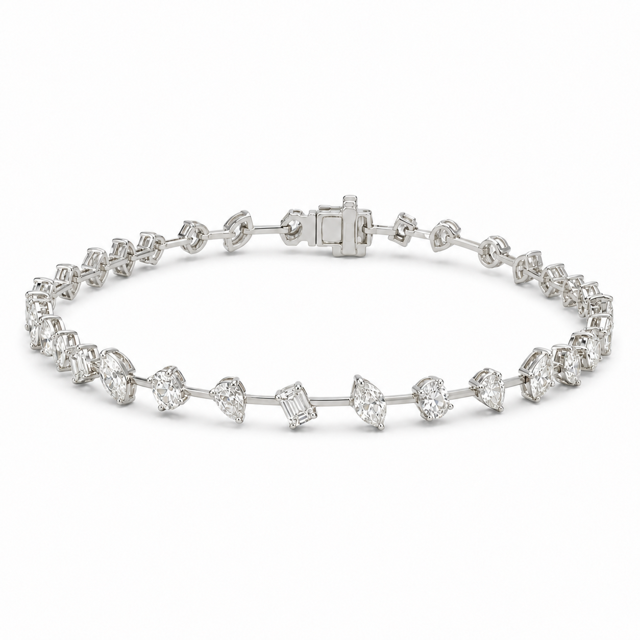 14K Gold Mixed Fancy Cut Lab Diamond Bracelet