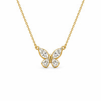 Thumbnail for 14K Gold Pear & Marquise Lab Diamond Butterfly Pendant 2.39 CTW