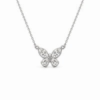 Thumbnail for 14K Gold Pear & Marquise Lab Diamond Butterfly Pendant 2.39 CTW