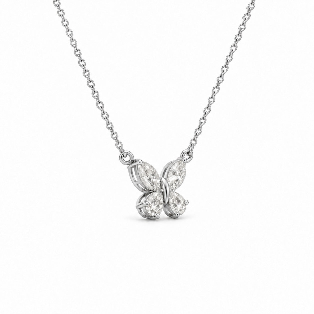 14K Gold Pear & Marquise Lab Diamond Butterfly Pendant 2.39 CTW