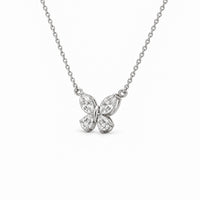 Thumbnail for 14K Gold Pear & Marquise Lab Diamond Butterfly Pendant 2.39 CTW