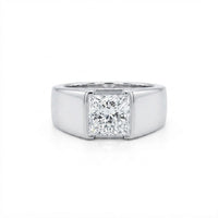 Thumbnail for 14K Gold Princess Cut Lab Diamond Men's Flush Set Ring 3.01 CTW