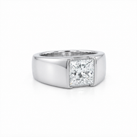 Thumbnail for 14K Gold Princess Cut Lab Diamond Men's Flush Set Ring 3.01 CTW