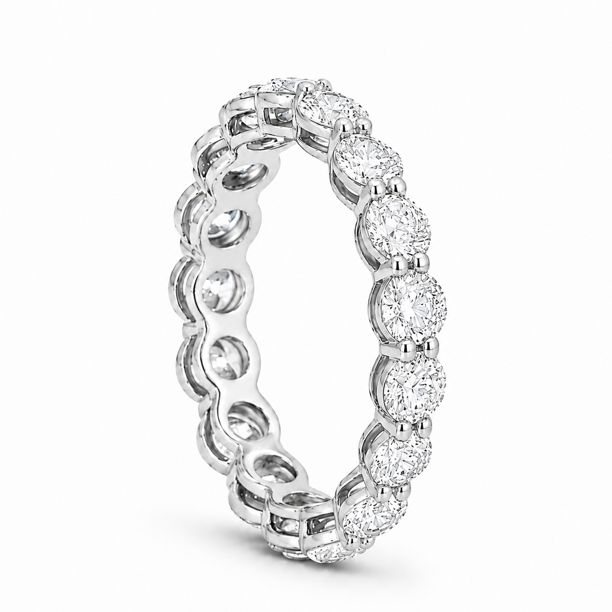 14K Gold Round Lab Diamond Eternity Band