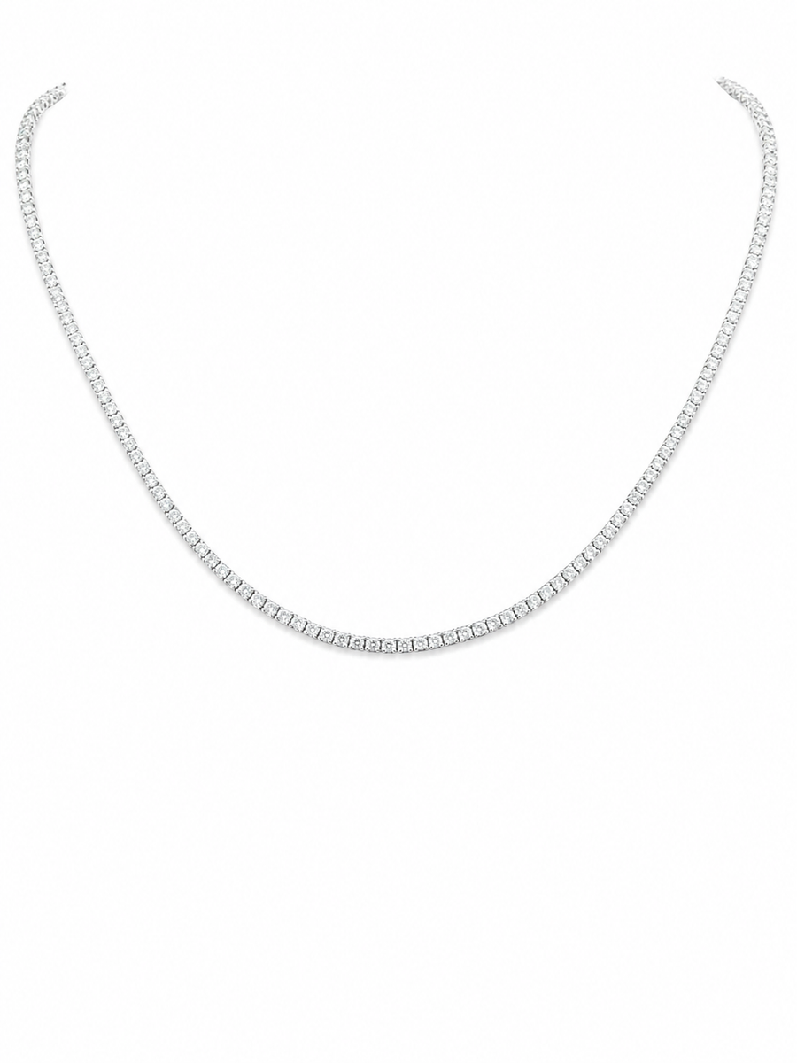 14K Gold Round Lab Diamond Straight Line Tennis Necklace