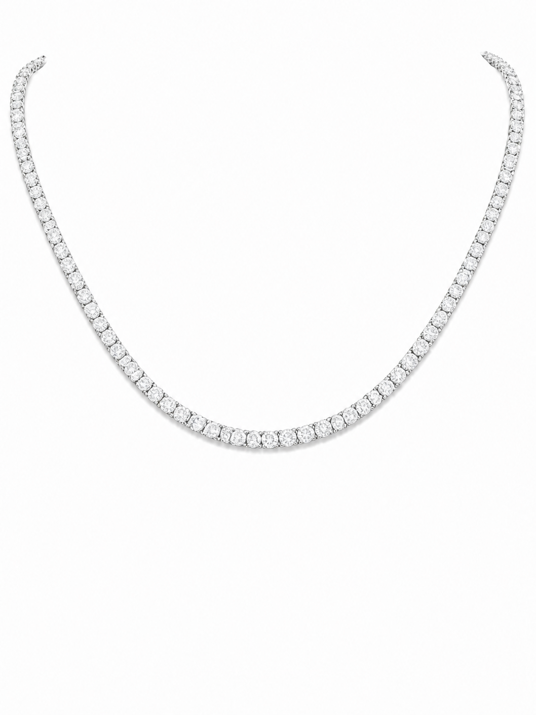 14K Gold Round Lab Diamond Straight Line Tennis Necklace
