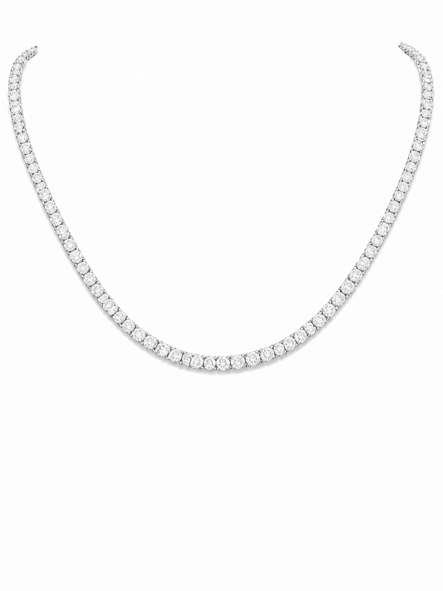 14K Gold Round Lab Diamond Straight Line Tennis Necklace