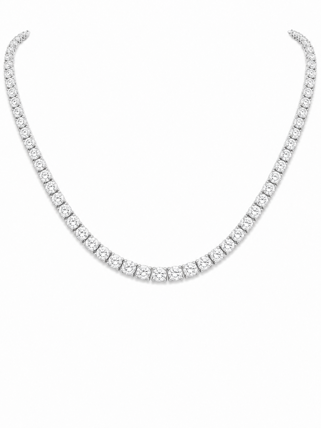 14K Gold Round Lab Diamond Straight Line Tennis Necklace