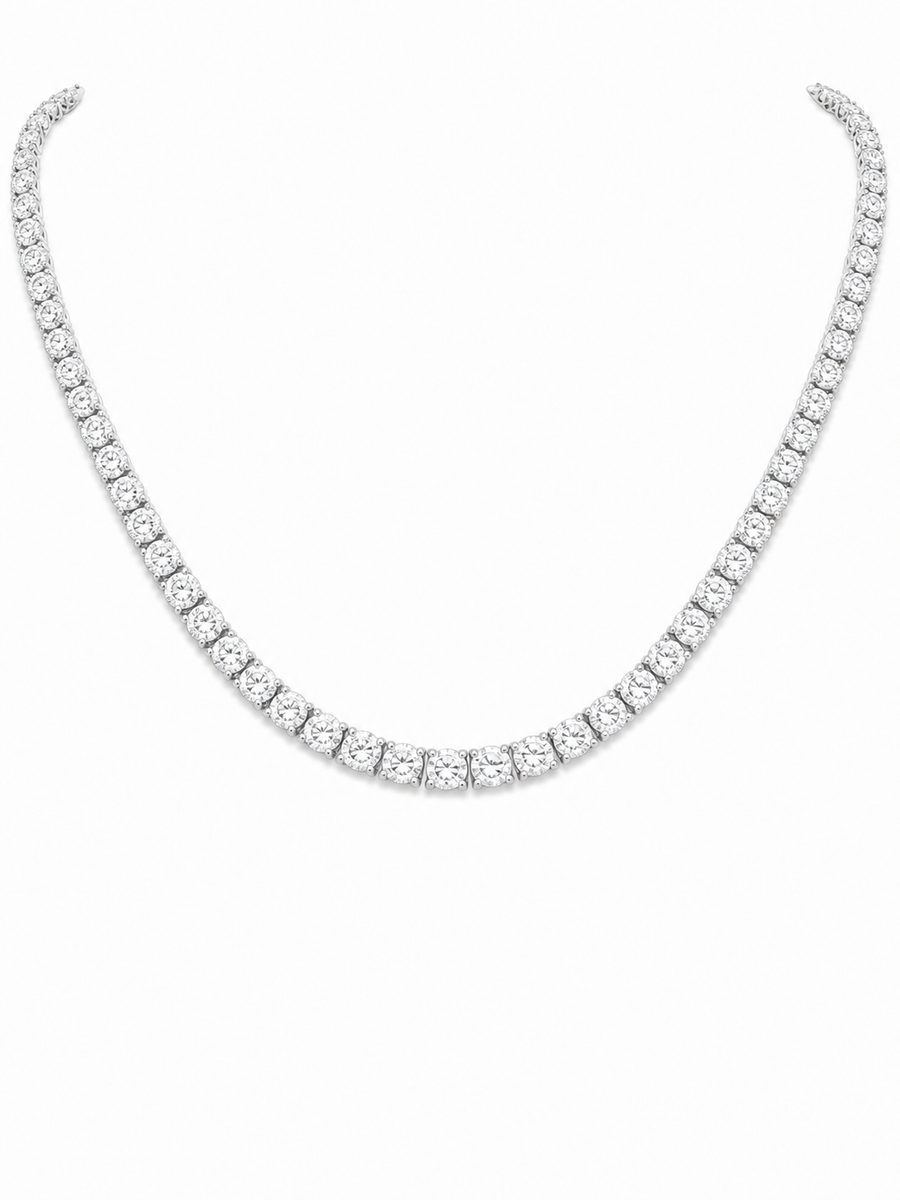 14K Gold Round Lab Diamond Straight Line Tennis Necklace