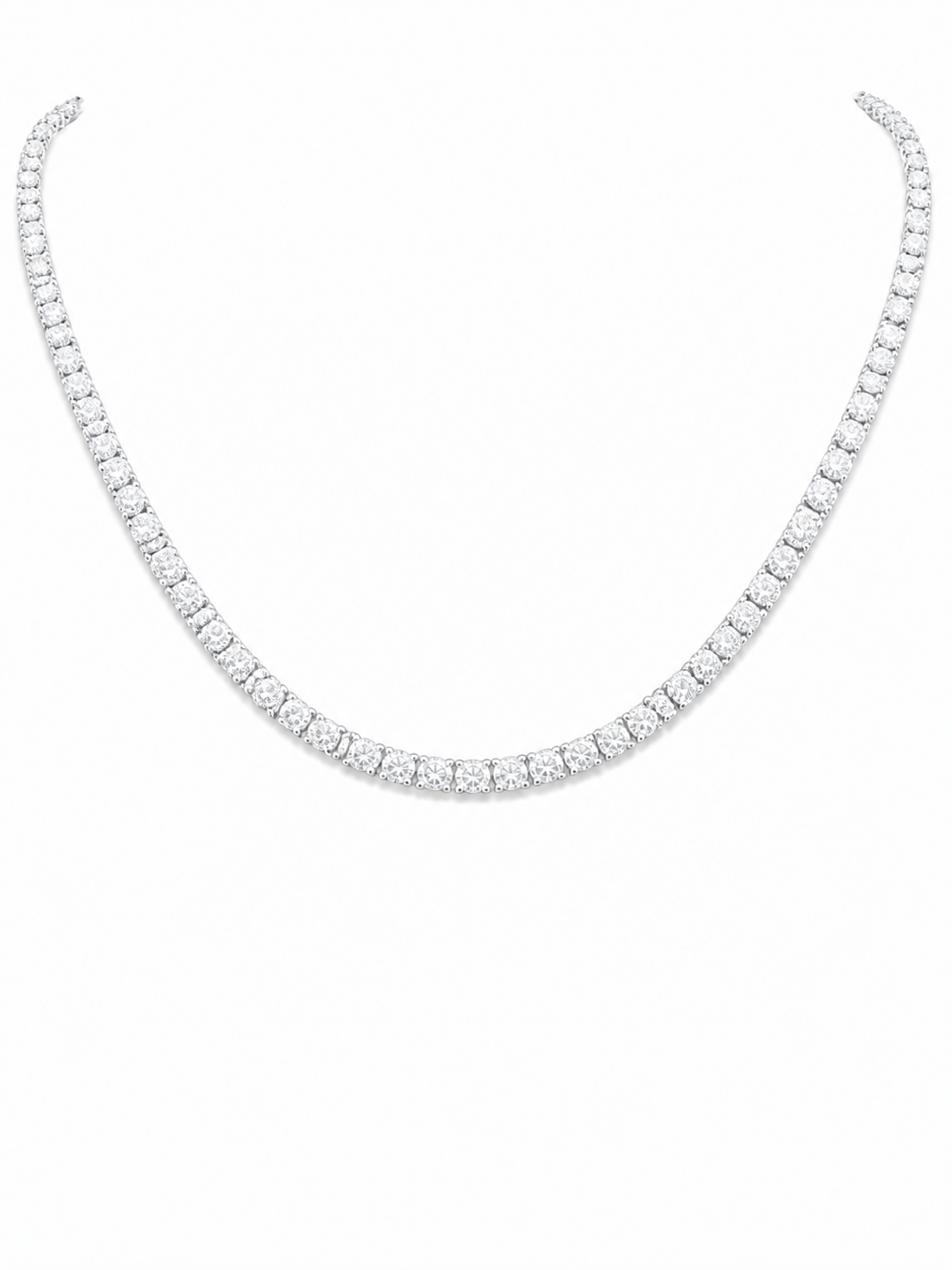 14K Gold Round Lab Diamond Straight Line Tennis Necklace