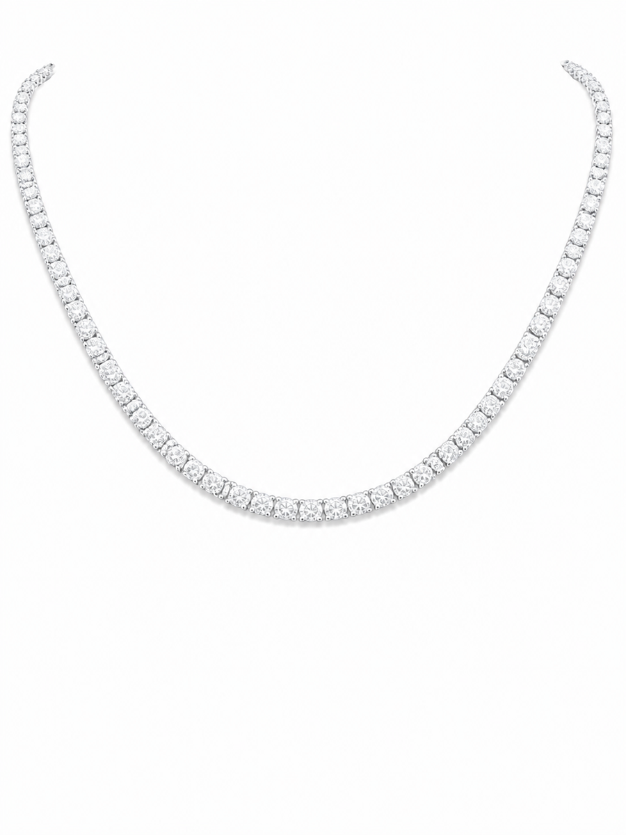 14K Gold Round Lab Diamond Straight Line Tennis Necklace