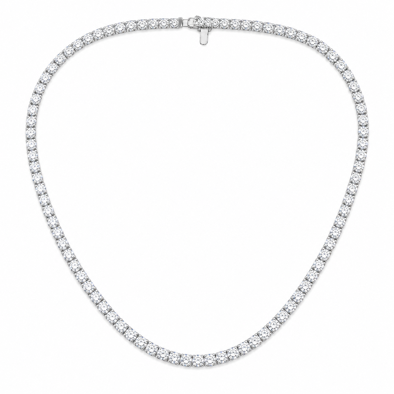 14K Gold Round Lab Diamond Straight Line Tennis Necklace