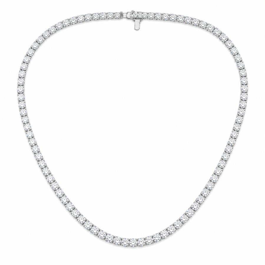 14K Gold Round Lab Diamond Straight Line Tennis Necklace