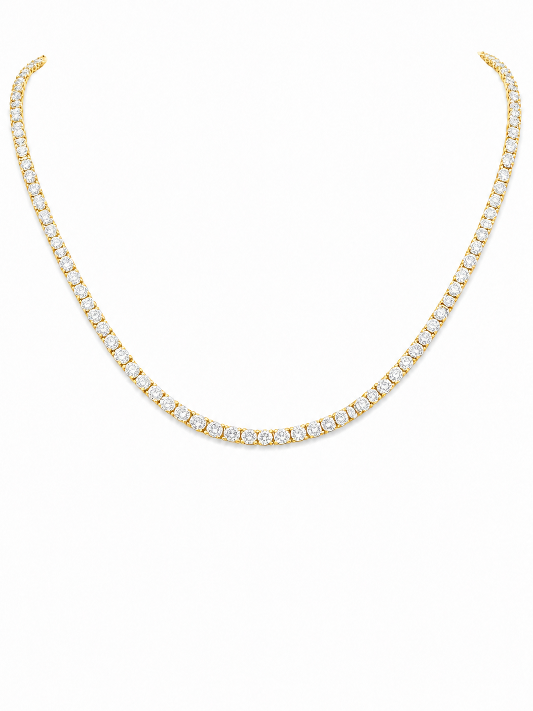 14K Gold Round Lab Diamond Straight Line Tennis Necklace