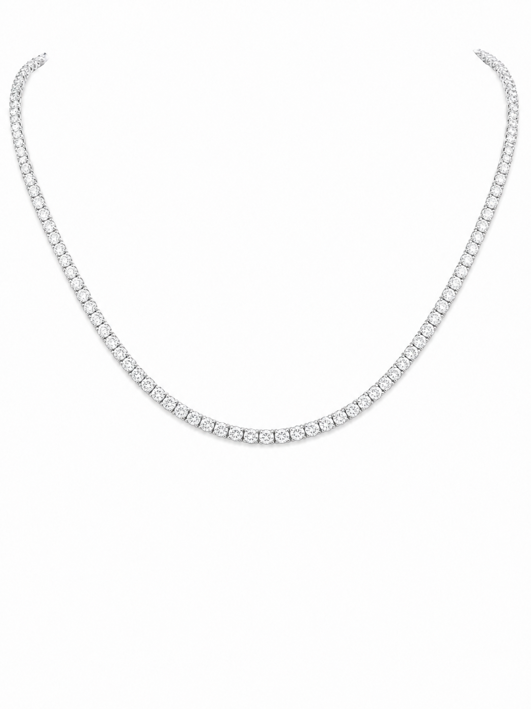 14K Gold Round Lab Diamond Straight Line Tennis Necklace