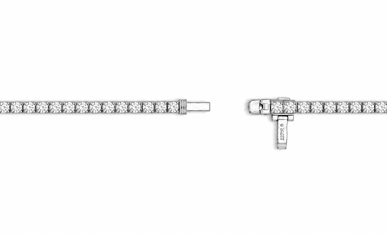 14K Gold Round Lab Diamond Straight Line Tennis Necklace