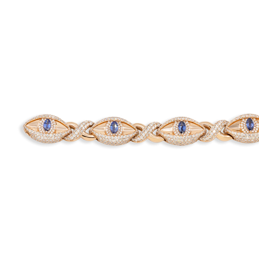 Pulsera de eslabones de ojo infinito en oro rosa de 14 k, 18,11 quilates