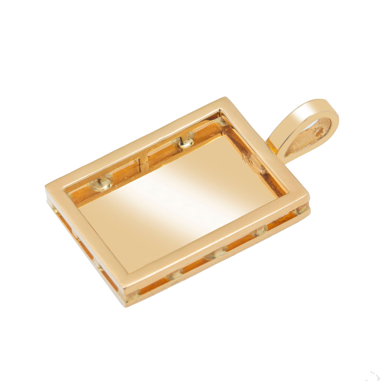 14K Solid Gold Rectangle Picture Pendant