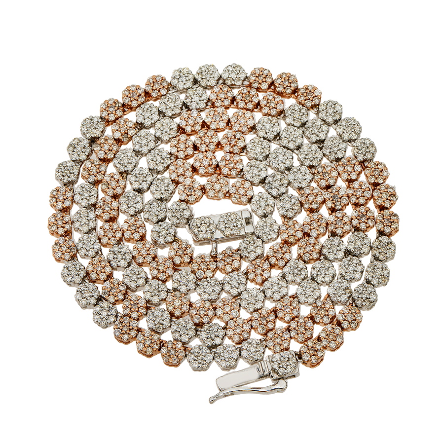 14k two tone cluster chain