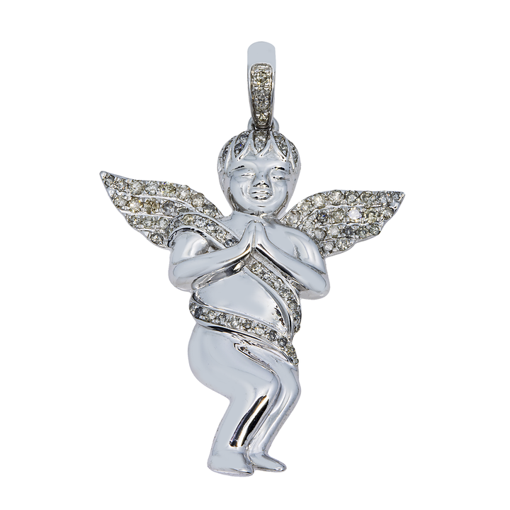 10k White Gold Diamond Angel Pendant 0.53 ctw