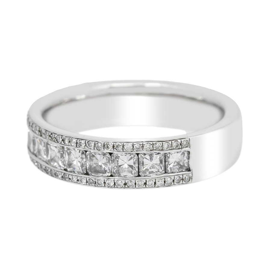 14k white gold diamond princess cut band