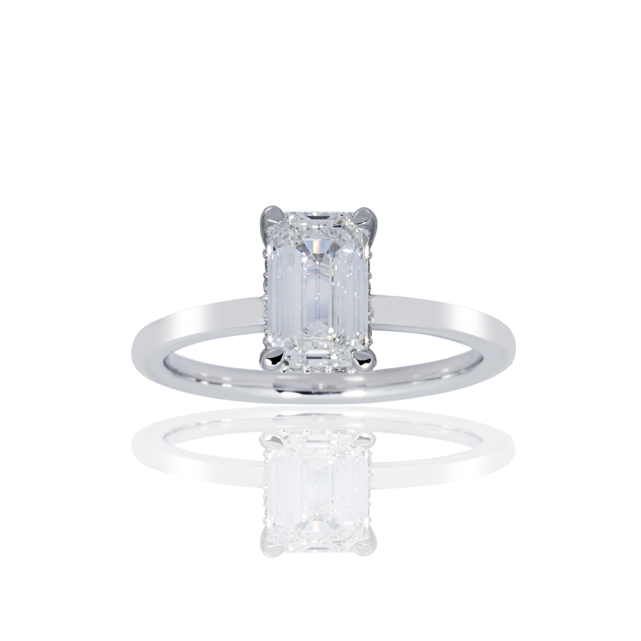 14k White Gold Emerald Cut Diamond engagement ring