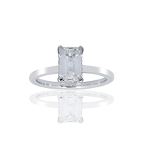 Thumbnail for 14k White Gold Emerald Cut Diamond engagement ring