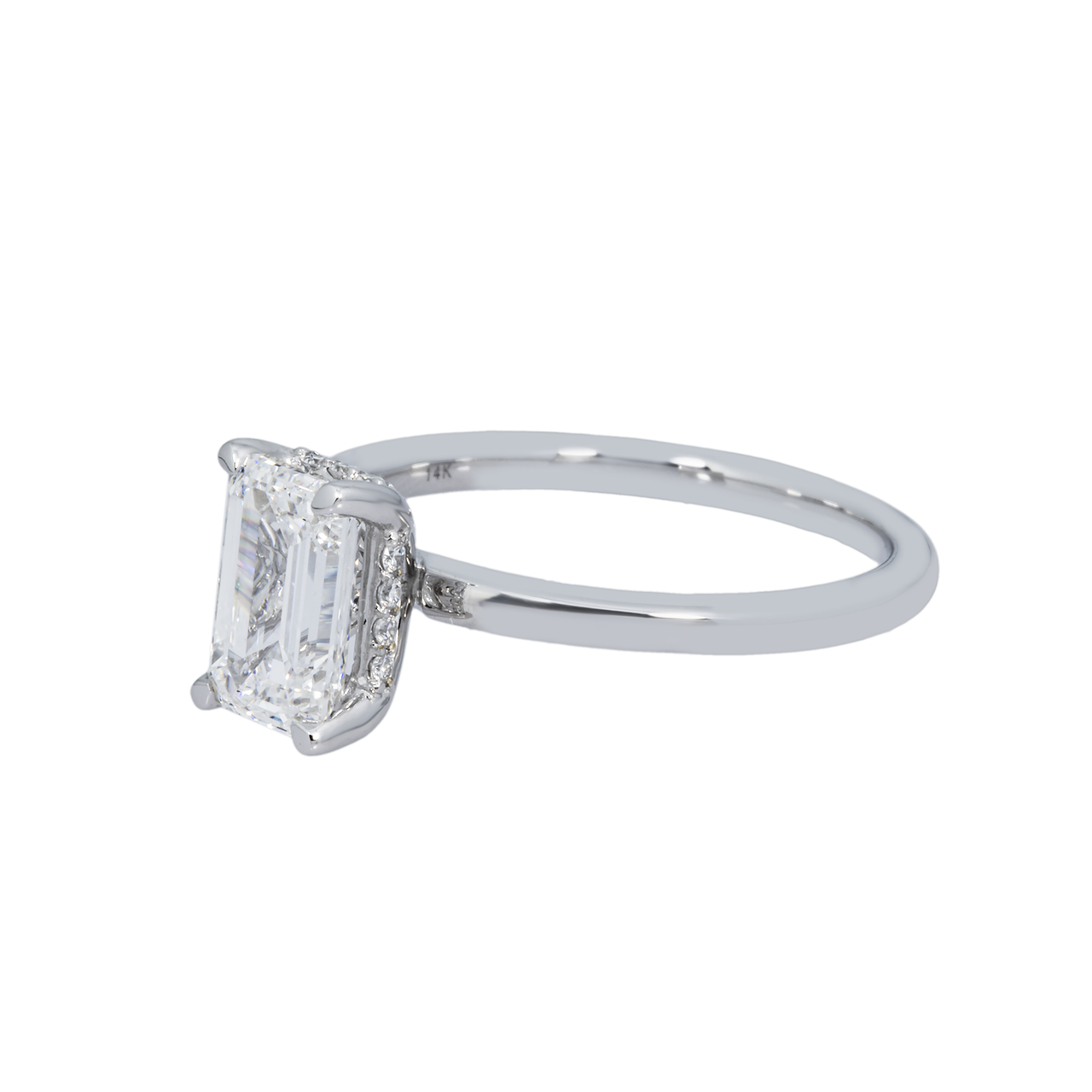 14k White Gold Emerald Cut Diamond engagement ring