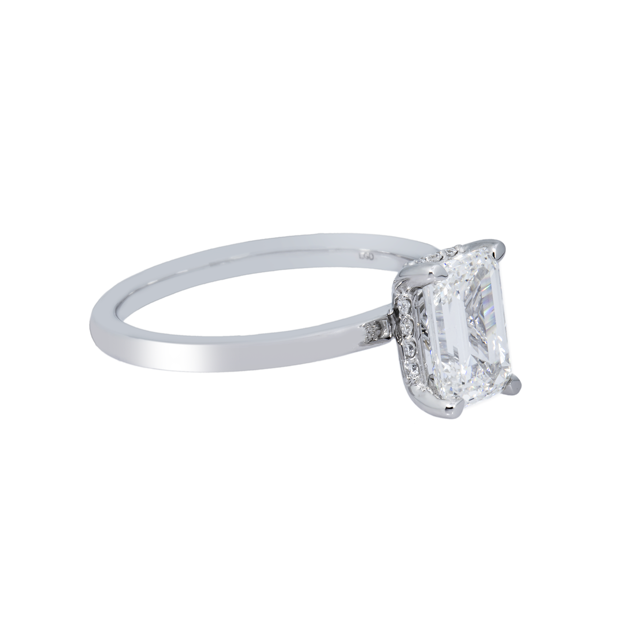 14k White Gold Emerald Cut Diamond engagement ring
