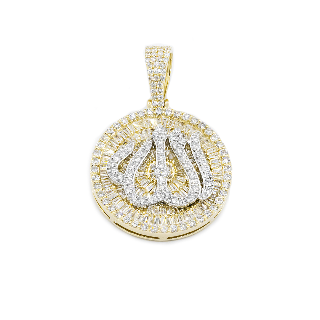 Ciondolo islamico Allah 3D in argento sterling 925 placcato Ciondolo islamico Allah 3D in argento sterling 925 placcato