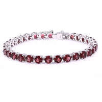 Thumbnail for Sterling Silver Prong Garnet 5mm Tennis Bracelet 18.85 Ctw