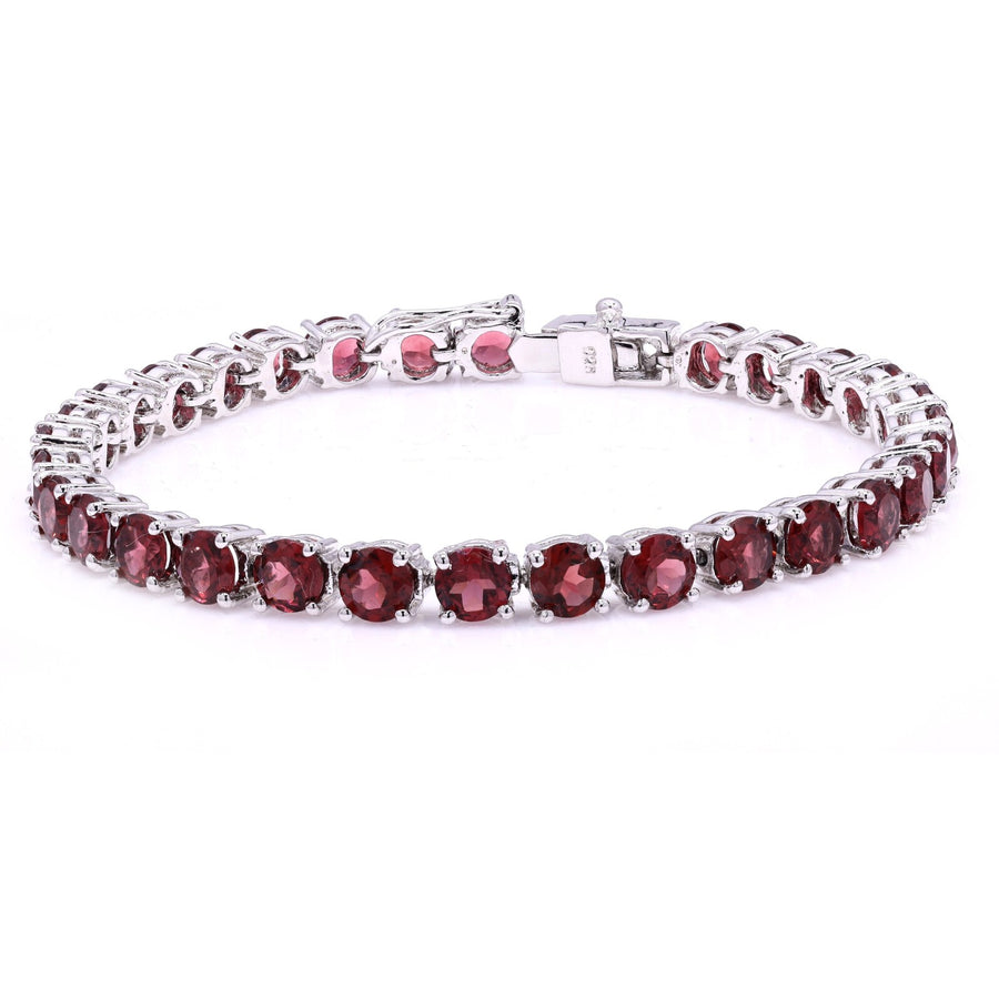 Sterling Silver Prong Garnet 5mm Tennis Bracelet 18.85 Ctw