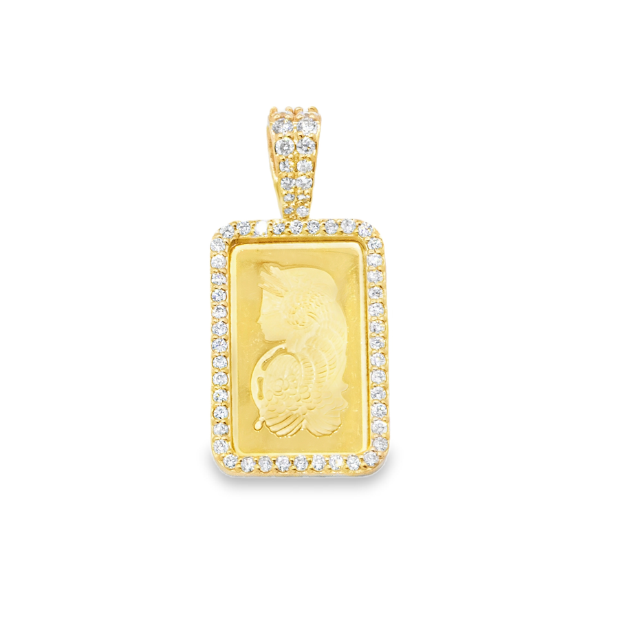14k Yellow Gold Diamond Bar Pendant .35 Ctw